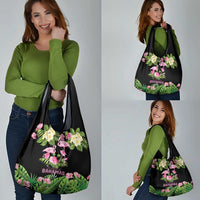The Bahamas Flamingo Grocery Bag Bahamian Tropical Flowers - Wonder Print Shop