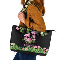 The Bahamas Flamingo Leather Tote Bag Bahamian Tropical Flowers - Wonder Print Shop