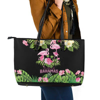 The Bahamas Flamingo Leather Tote Bag Bahamian Tropical Flowers - Wonder Print Shop