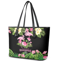The Bahamas Flamingo Leather Tote Bag Bahamian Tropical Flowers - Wonder Print Shop