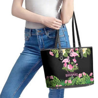 The Bahamas Flamingo Leather Tote Bag Bahamian Tropical Flowers - Wonder Print Shop