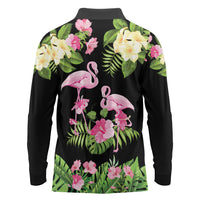 The Bahamas Flamingo Long Sleeve Polo Shirt Bahamian Tropical Flowers - Wonder Print Shop