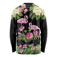 The Bahamas Flamingo Long Sleeve Shirt Bahamian Tropical Flowers - Wonder Print Shop