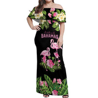 The Bahamas Flamingo Off Shoulder Maxi Dress Bahamian Tropical Flowers - Wonder Print Shop