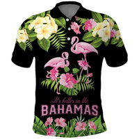 The Bahamas Flamingo Polo Shirt Bahamian Tropical Flowers - Wonder Print Shop