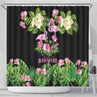 The Bahamas Flamingo Shower Curtain Bahamian Tropical Flowers - Wonder Print Shop