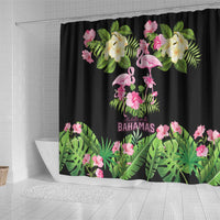 The Bahamas Flamingo Shower Curtain Bahamian Tropical Flowers - Wonder Print Shop