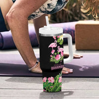 The Bahamas Flamingo Tumbler With Handle Bahamian Tropical Flowers - Wonder Print Shop