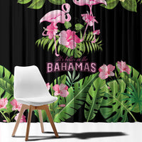 The Bahamas Flamingo Window Curtain Bahamian Tropical Flowers - Wonder Print Shop