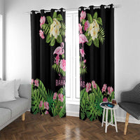 The Bahamas Flamingo Window Curtain Bahamian Tropical Flowers - Wonder Print Shop