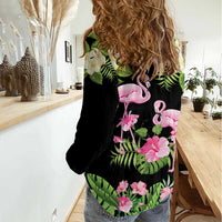The Bahamas Flamingo Women Casual Shirt Bahamian Tropical Flowers - Wonder Print Shop
