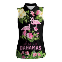 The Bahamas Flamingo Women Sleeveless Polo Shirt Bahamian Tropical Flowers - Wonder Print Shop