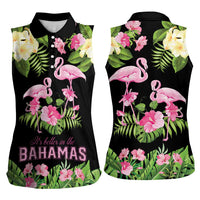 The Bahamas Flamingo Women Sleeveless Polo Shirt Bahamian Tropical Flowers - Wonder Print Shop