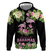 The Bahamas Flamingo Zip Hoodie Bahamian Tropical Flowers - Wonder Print Shop