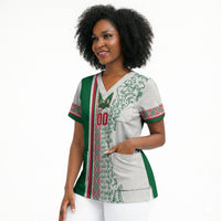 Algeria Tasqa n Umadal Custom Scrub Top Amazigh Desert Pattern Edition