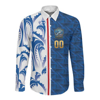 Cabo Verde Kopa di Mundu Custom Long Sleeve Button Shirt Atlantic Waves Blue Edition