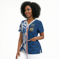 Cabo Verde Kopa di Mundu Custom Scrub Top Atlantic Waves Blue Edition