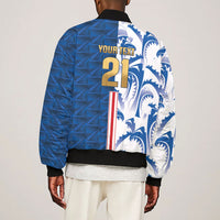 Cabo Verde Kopa di Mundu Custom Sleeve Zip Bomber Jacket Atlantic Waves Blue Edition