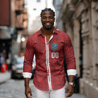 Cabo Verde Kopa di Mundu Custom Long Sleeve Button Shirt Atlantic Waves Red Edition