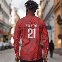 Cabo Verde Kopa di Mundu Custom Long Sleeve Button Shirt Atlantic Waves Red Edition
