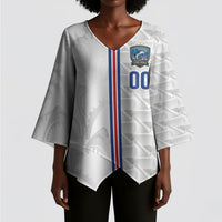 Cabo Verde Kopa di Mundu Custom Kimono Sleeve Blouse Atlantic Waves White Edition