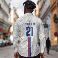 Cabo Verde Kopa di Mundu Custom Long Sleeve Button Shirt Atlantic Waves White Edition