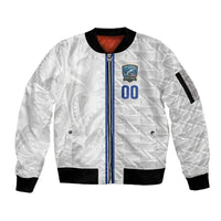 Cabo Verde Kopa di Mundu Custom Sleeve Zip Bomber Jacket Atlantic Waves White Edition