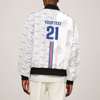 Cabo Verde Kopa di Mundu Custom Sleeve Zip Bomber Jacket Atlantic Waves White Edition