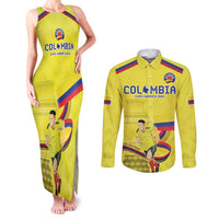 Colombia Champion Football Custom Couples Matching Tank Maxi Dress and Long Sleeve Button Shirt Proud To Be Los Cafeteros LT9 - Wonder Print Shop