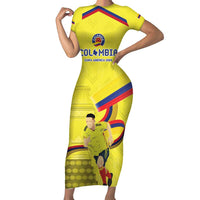 Colombia Champion Football Custom Family Matching Short Sleeve Bodycon Dress and Hawaiian Shirt Proud To Be Los Cafeteros - Wonder Print Shop
