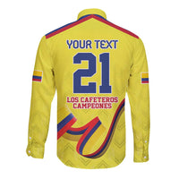 Colombia Champion Football Custom Long Sleeve Button Shirt Proud To Be Los Cafeteros - Wonder Print Shop