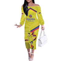 Colombia Champion Football Custom Off The Shoulder Long Sleeve Dress Proud To Be Los Cafeteros - Wonder Print Shop