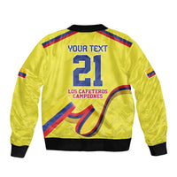 Colombia Champion Football Custom Sleeve Zip Bomber Jacket Proud To Be Los Cafeteros - Wonder Print Shop