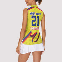 Colombia Champion Football Custom Women Sleeveless Polo Shirt Proud To Be Los Cafeteros - Wonder Print Shop