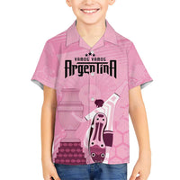 Argentina Football Family Matching Short Sleeve Bodycon Dress and Hawaiian Shirt Campeones De la Historia - Pink Style - Wonder Print Shop
