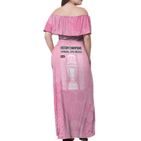 Argentina Football Off Shoulder Maxi Dress Campeones De la Historia - Pink Style - Wonder Print Shop