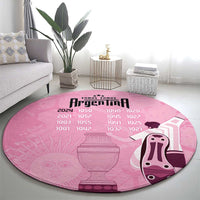 Argentina Football Custom Round Carpet Campeones De la Historia - Pink Style