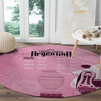 Argentina Football Custom Round Carpet Campeones De la Historia - Pink Style