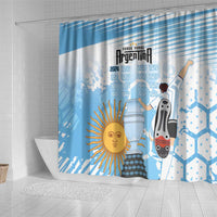 Argentina Football Custom Shower Curtain Campeones De la Historia - Blue Style