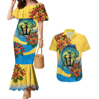 Barbados Mahi-mahi Trident Couples Matching Mermaid Dress and Hawaiian Shirt - Wonder Print Shop