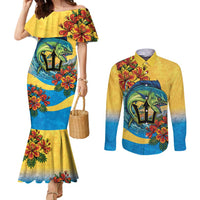 Barbados Mahi-mahi Trident Couples Matching Mermaid Dress and Long Sleeve Button Shirt - Wonder Print Shop