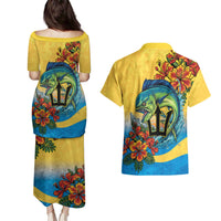 Barbados Mahi-mahi Trident Couples Matching Puletasi and Hawaiian Shirt - Wonder Print Shop