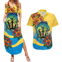 Barbados Mahi-mahi Trident Couples Matching Summer Maxi Dress and Hawaiian Shirt - Wonder Print Shop