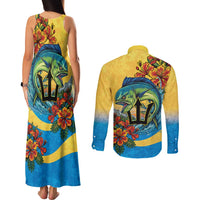 Barbados Mahi-mahi Trident Couples Matching Tank Maxi Dress and Long Sleeve Button Shirt - Wonder Print Shop