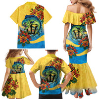 Barbados Mahi-mahi Trident Family Matching Mermaid Dress and Hawaiian Shirt - Wonder Print Shop