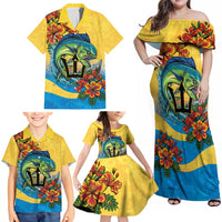 Barbados Mahi-mahi Trident Family Matching Off Shoulder Maxi Dress and Hawaiian Shirt - Wonder Print Shop