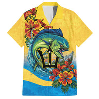 Barbados Mahi-mahi Trident Family Matching Off Shoulder Maxi Dress and Hawaiian Shirt - Wonder Print Shop