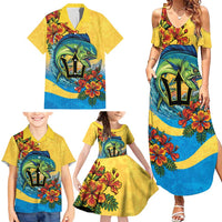 Barbados Mahi-mahi Trident Family Matching Summer Maxi Dress and Hawaiian Shirt - Wonder Print Shop