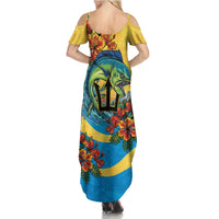 Barbados Mahi-mahi Trident Family Matching Summer Maxi Dress and Hawaiian Shirt - Wonder Print Shop