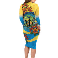 Barbados Mahi-mahi Trident Long Sleeve Bodycon Dress - Wonder Print Shop
